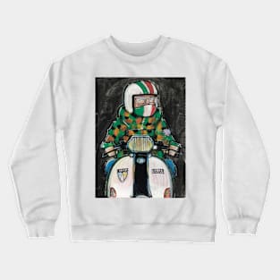 Retro Scooter, Classic Scooter, Scooterist, Scootering, Scooter Rider, Mod Art Crewneck Sweatshirt